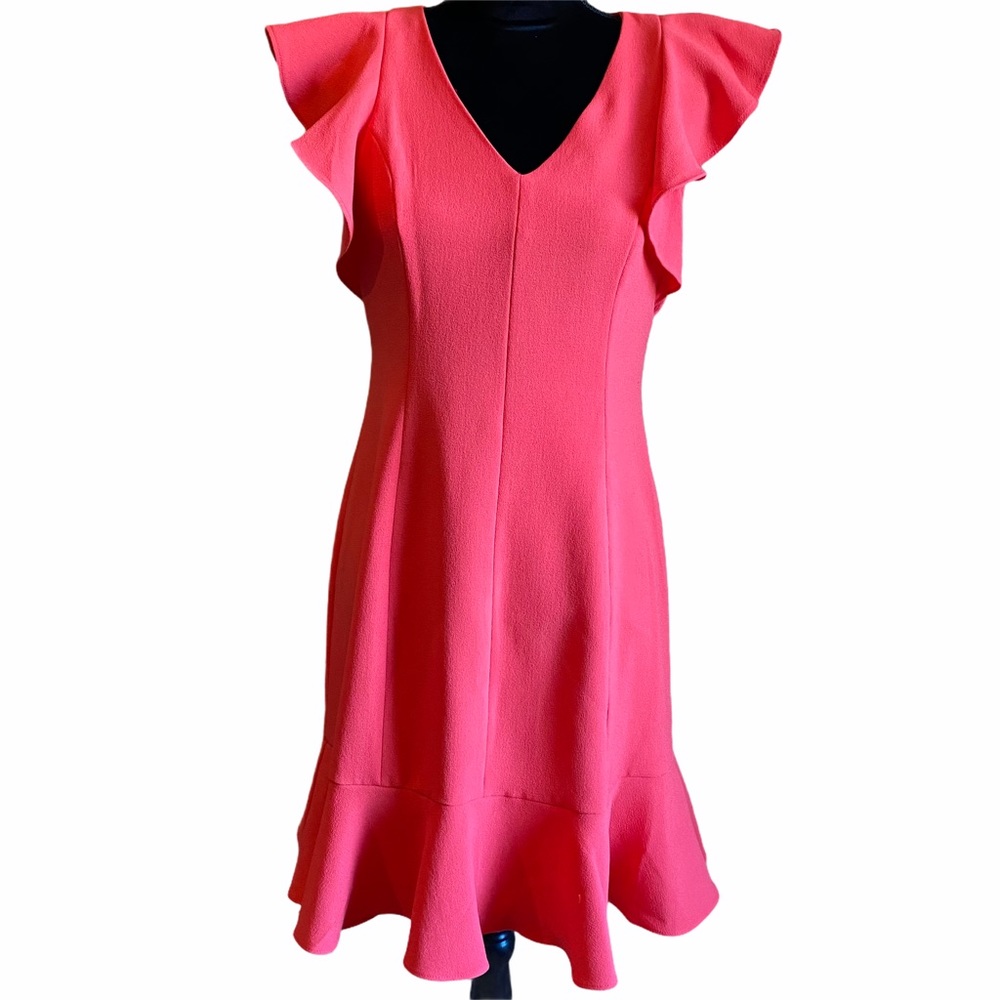 Eliza J size 4 Coral Dress with ruffle